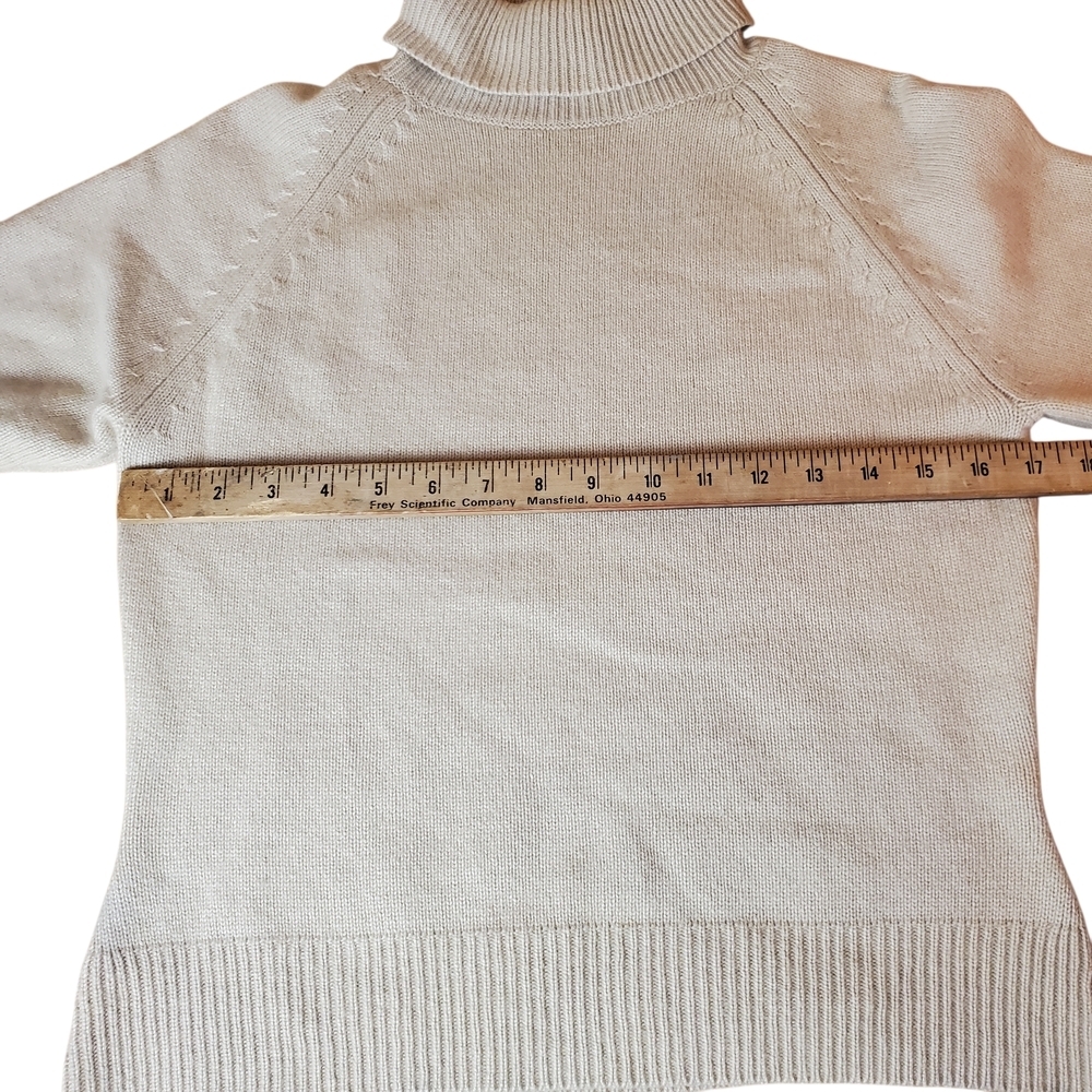 Talbots Cashmere & Silk Tan Turtleneck Sweater. Short Sleeve. MED. #232 - Picture 6 of 9